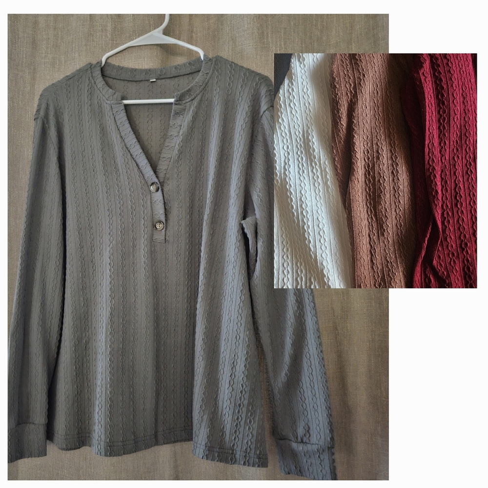 4 COLORS! Long Sleeve Cable Top